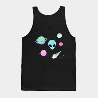 Alien With Stars And Planets Colorful Tank Top